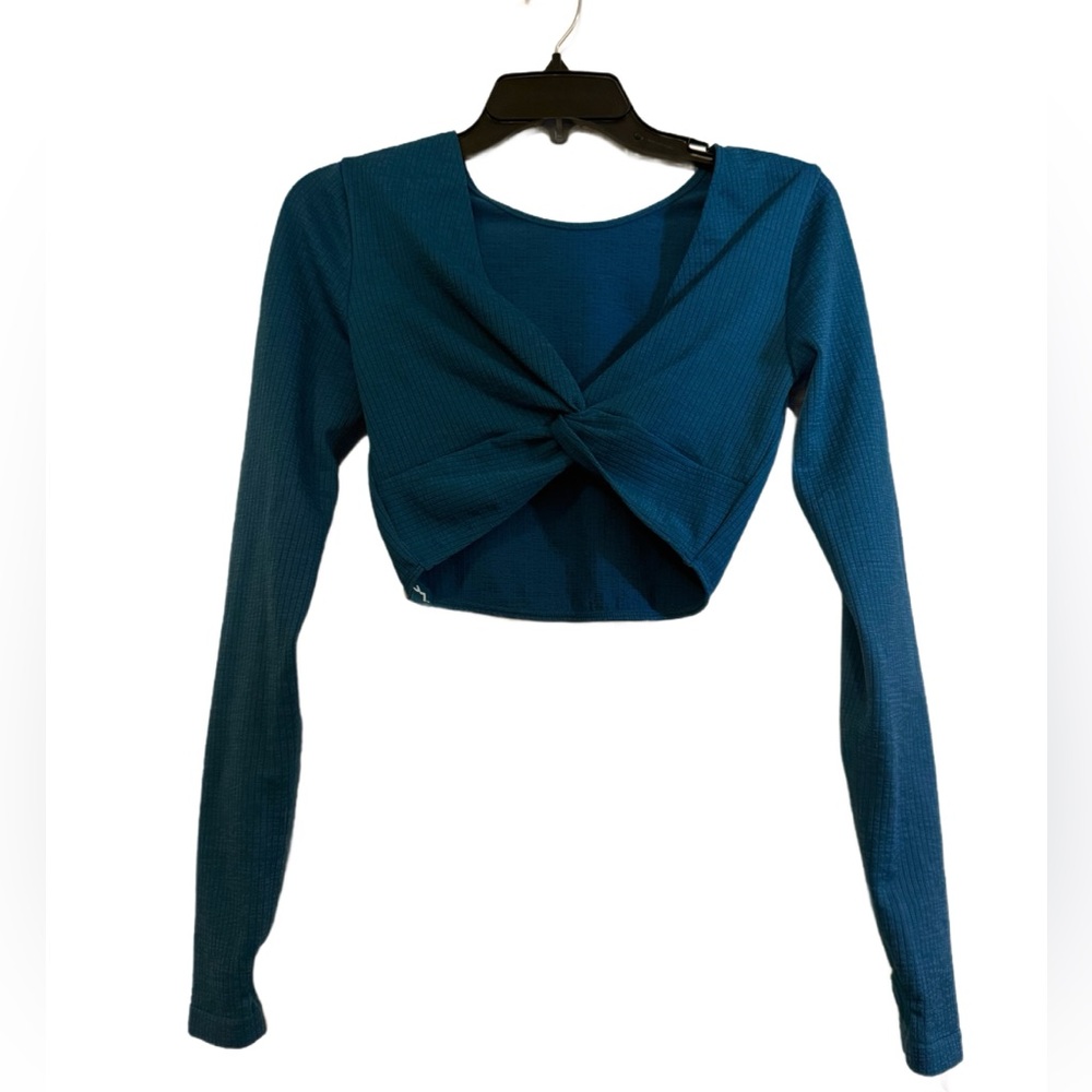 JoyLab Teal Twist Front Crop Top